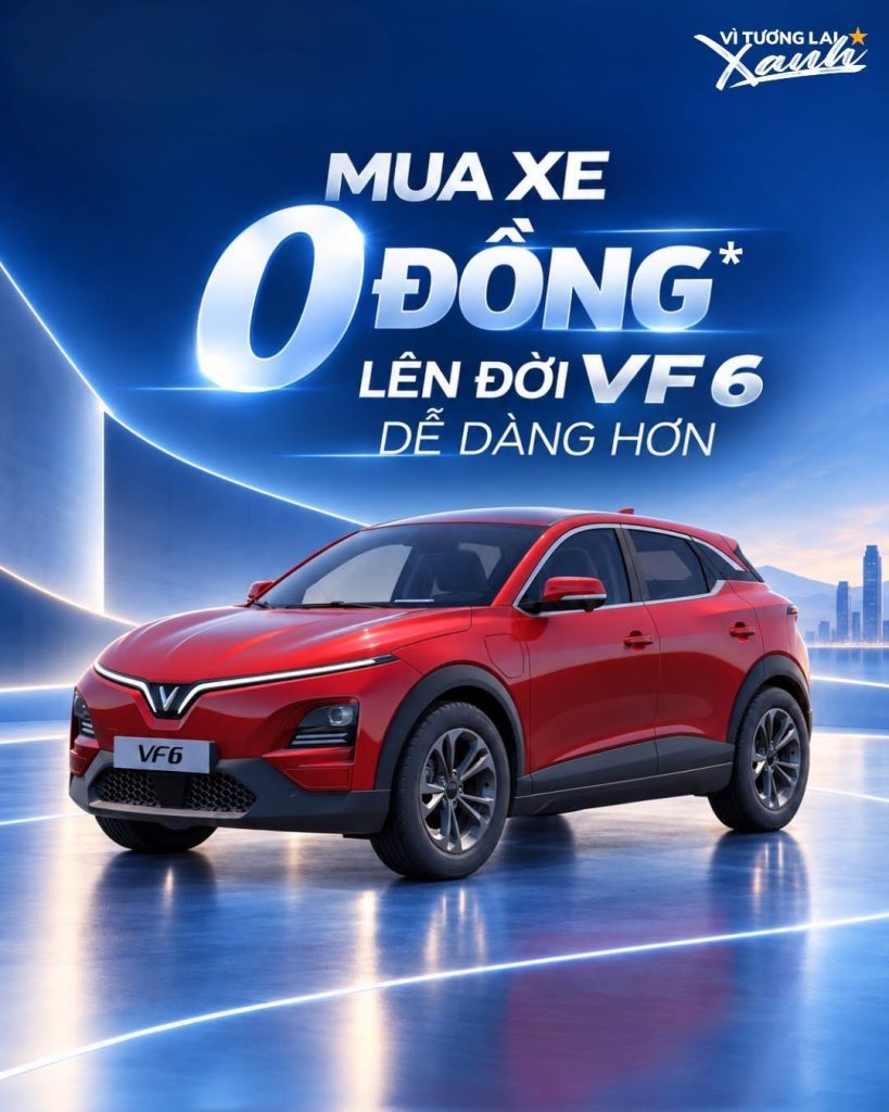 Không cần chờ thêm để nâng cấp chiếc xe cho cả gia đình. Với chính sách “Mua xe 0 đồng”, khách hàng có thể được vay lên tới 100% giá trị xe* với một số đối tác tài chính, giúp giảm áp lực vốn ban đầu và chủ động hơn khi sở hữu VF 6.
